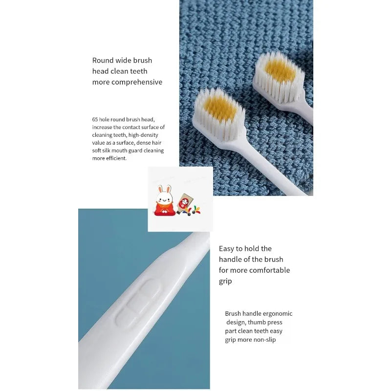 Adult wide head manual soft toothbrush set (3 sets per box), comprehensive care for teeth and gums, the best friend for teeth Qme