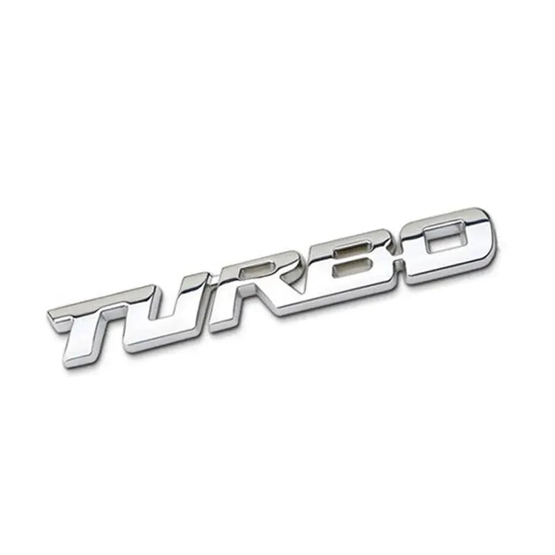Car Sticker Turbocharged Turbo Metal Alloy 3D Badge Car Modification Accessories Rear Marked Side Marking Decorative Car-Sticker Qme 9.7X1.1cm Silver