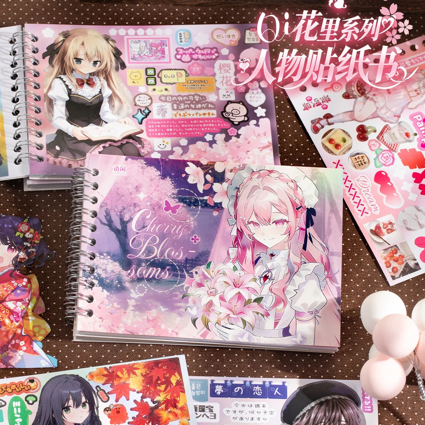 TIANZI 20/40 Sheets Anime Cartoon Die Cut Stickers Book Cute Handmade Scrapbooking Phone Material Stickers for Handbooks Qme AB-40 Pcs