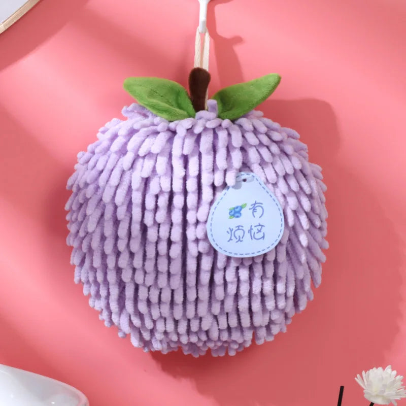 Creative Hanging Hand Towel Ball Absorbent Quick Dry Mini Kitchen Qme purple