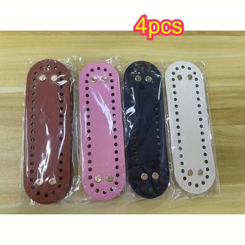 Single PU Oval Bag Bottom Plate 18*5cm With Anti-wear Metal Feet DIY Knitting Crochet Handbag Base Sewing Craft Supplies Qme 4pcs