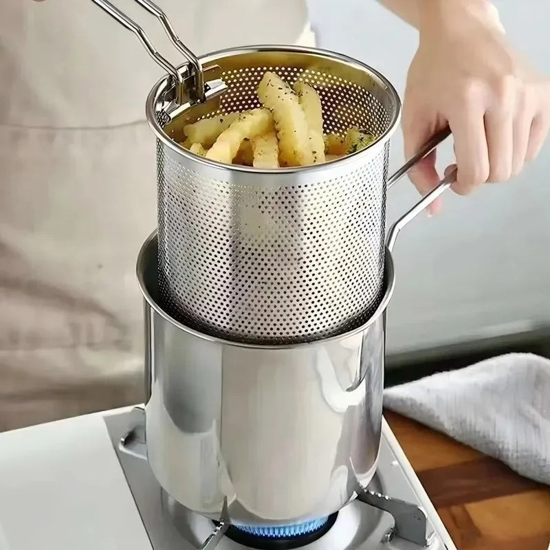 Stainless Steel Fryer Household Small Oil Pan Filter French Fries Qme
