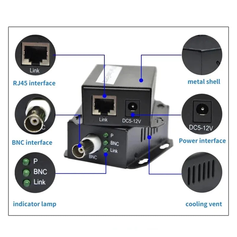 1PCS IP Network to Coaxial Camera Transmission Extension Cable 500m Elevator Surveillance Digital Transmitter Qme