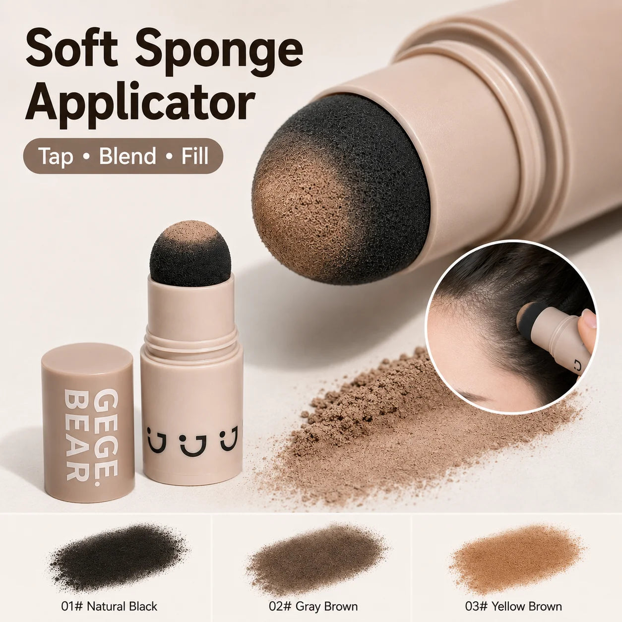 Hairline Shadow Powder Stick Waterproof Root Touch Up Concealer for Gray Roots Thinning Hair Natural Hairline Filler 3 Colors Qme