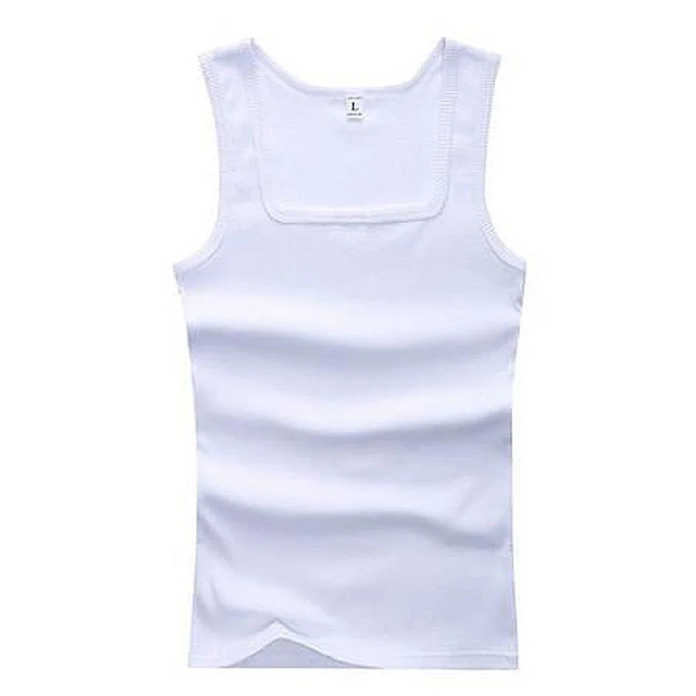 Men Solid Tank Top Breathable Sport Vest Quick-drying Keep Fit Shirt Sleeveless Square Neck T-shirt Running Fitness Clothing Qme WT M