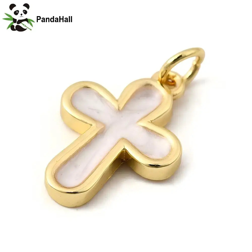 PandaHall 20pcs Brass Cross Pendants, Tarnish Resistant, 18x13x2mm for DIY Jewelry Making Qme