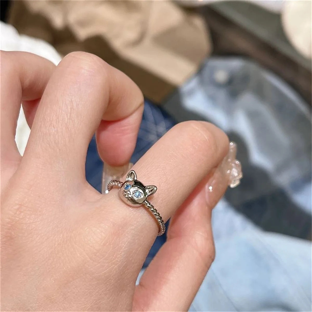 New Fashion Cat Open Finger Rings Ins Hip Hop Animal For Women Couple Wedding Rings Ins Girl Jewelry Gift Dropship Jewelry Qme 2 resizable