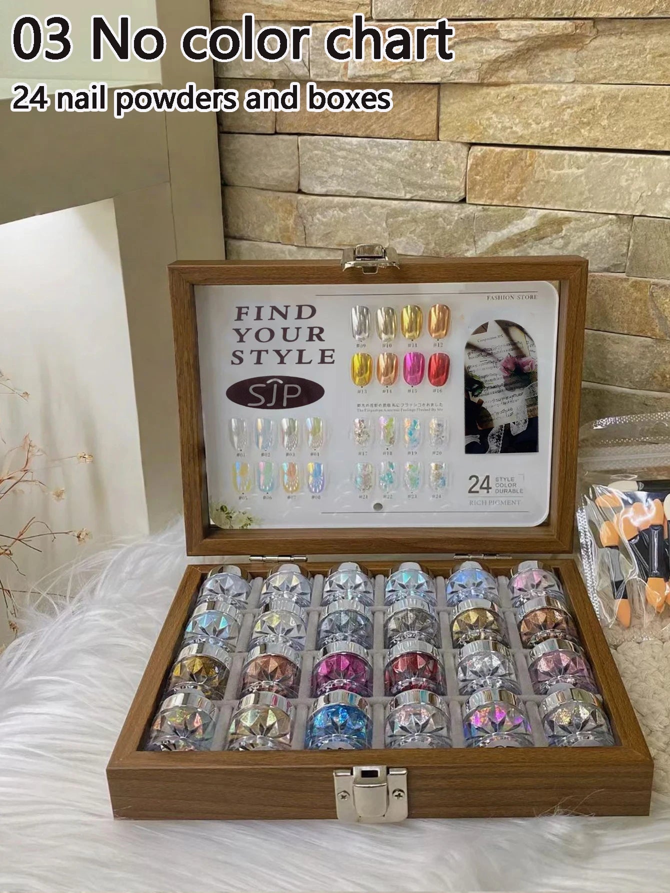 1 High-end Mirror Magic Powder Storage Box Colorful Bright Nail Art Qme 03 No color card
