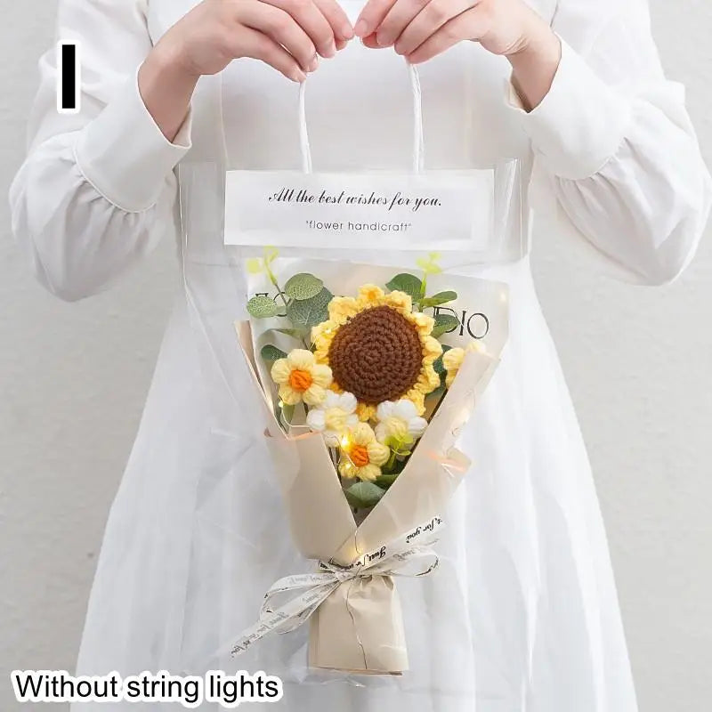 1Pcs Rose Sunflower Artificial Flowers Bouquet For Woman Girlfriend Gifts Valentine's Day Decoration Mother's Day Gifts Ornament Qme I