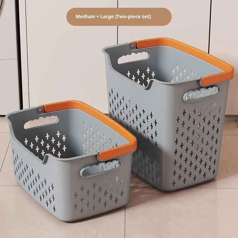Household Laundry Basket Bedroom Bathroom Storage Large Capacity Qme Gray M L