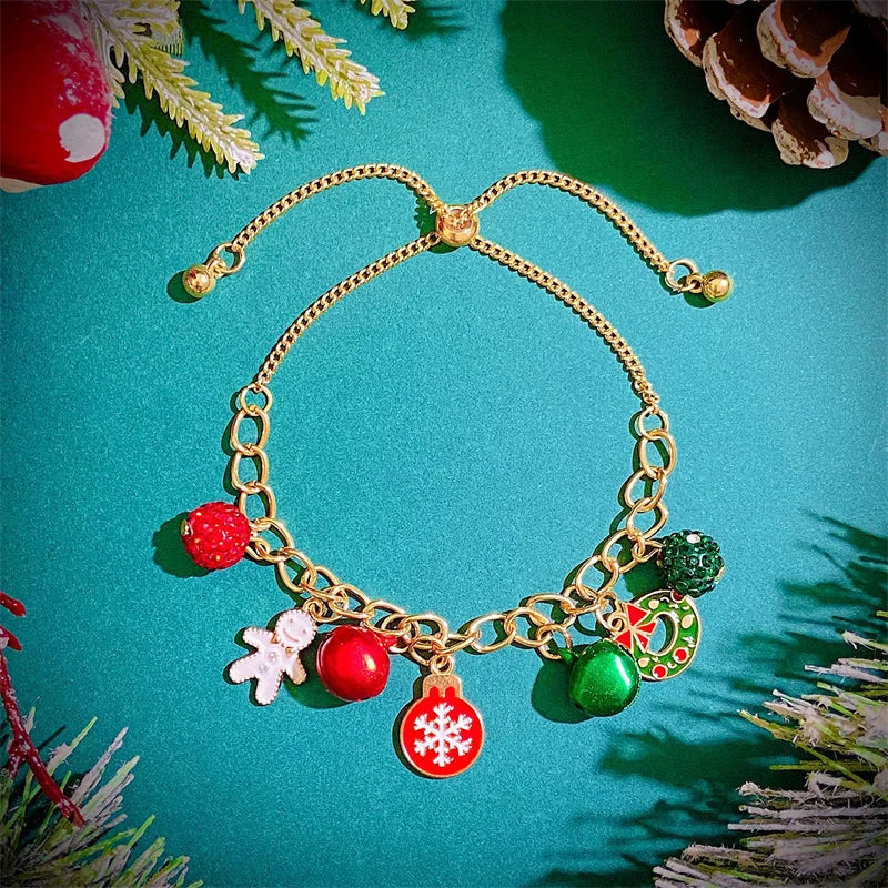 24 Day Advent Calendar Christmas Surprise Snowflake Elk Bell Creative Handmade DIY Children's Bracelet Jewelry Gifts Qme 2 18-30cm