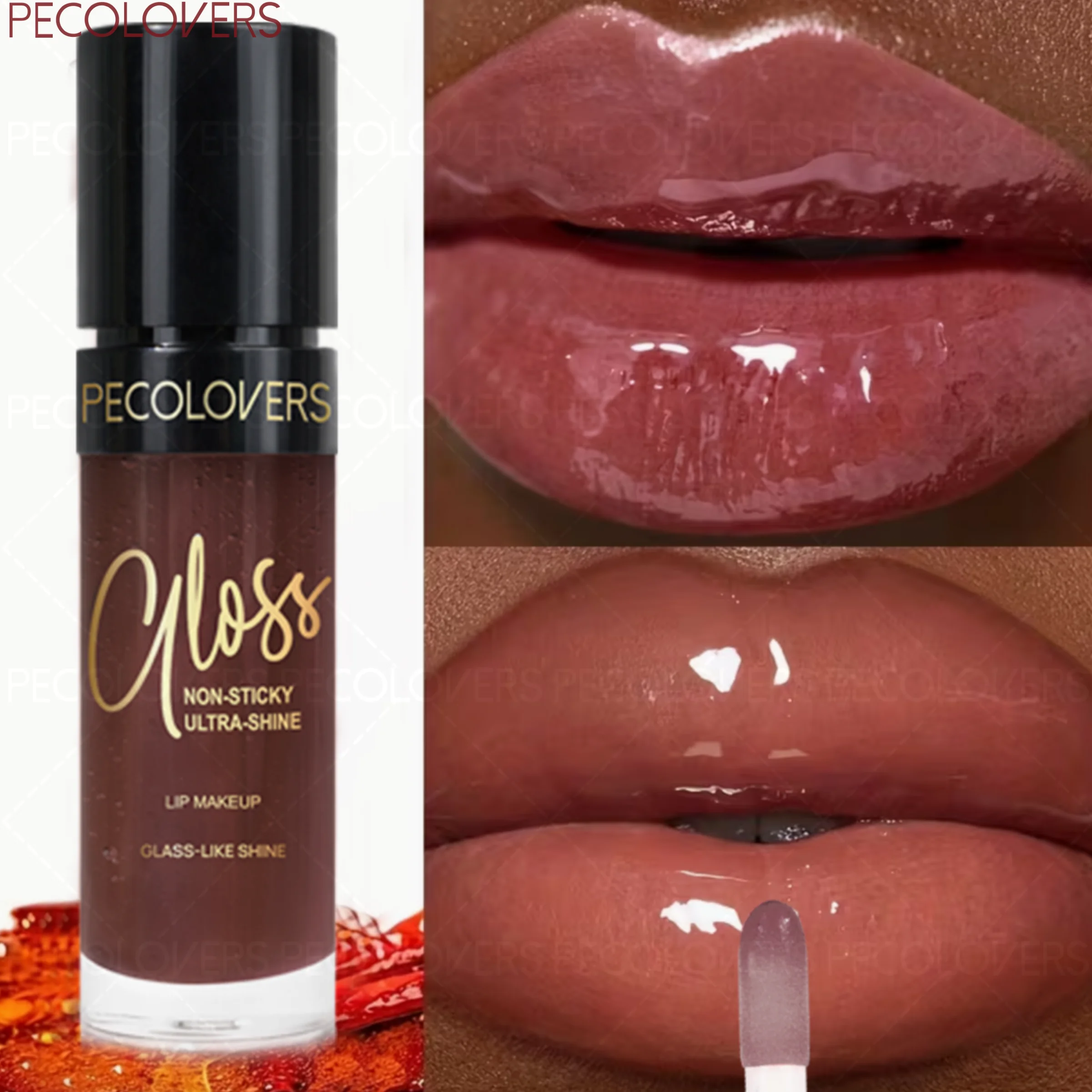 Shiny Plump Lip Glaze Tinted Gloss Pink Berry Nude Non-smudge Lips Qme