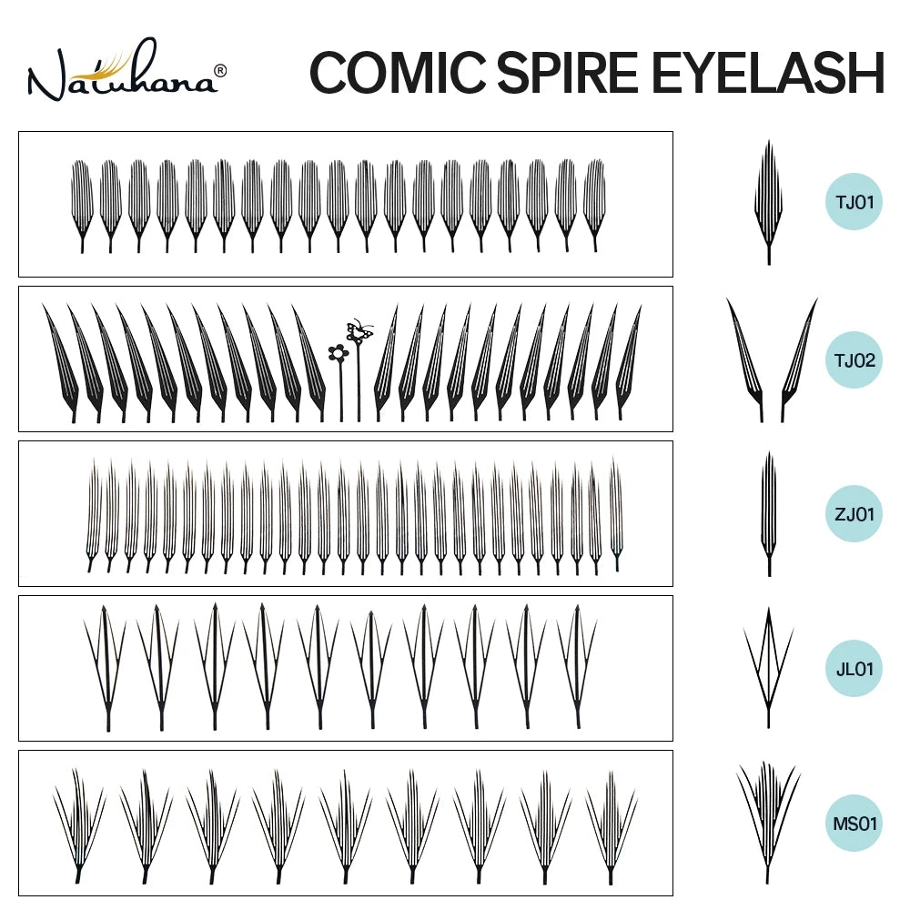 NATUHANA Comic Spire Lash Extensions Natural Soft Manga False Qme