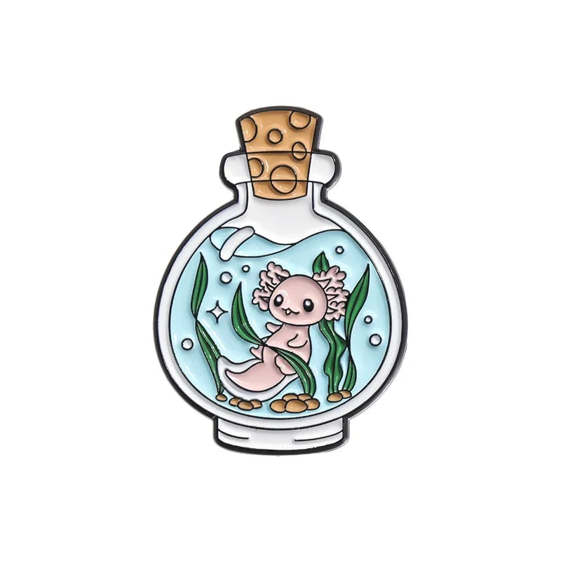 Cute Ocean Creatures Brooch Enamel Pins Cartoon Kawaii Axolotl Lapel Metal Badge Brooches for Backpack Jewelry Gift Qme style 6