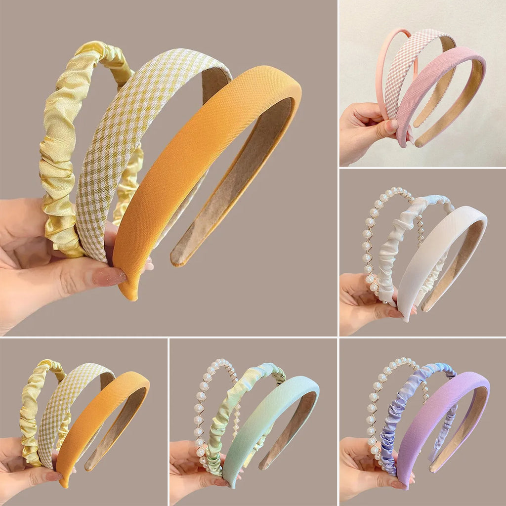 3pcs Set Fashion Headbands for Women Girls Pearl Hair Bands Versatile Simple Hairband Hair Hoop Hair Accessories Headwear Qme