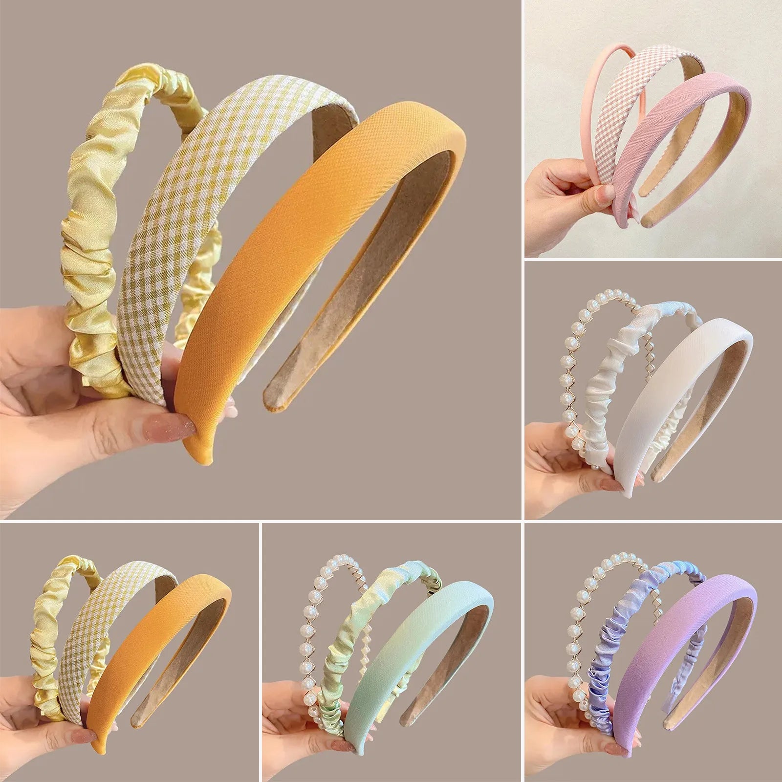 3pcs Set Fashion Headbands for Women Girls Pearl Hair Bands Versatile Simple Hairband Hair Hoop Hair Accessories Headwear Qme