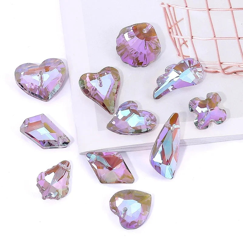 Charming Crystal Pendant Multi Shaped Rhinestone Pendant Crystal Jewelry Accessories Crafts Stone for Earrings Bracelet Making Qme