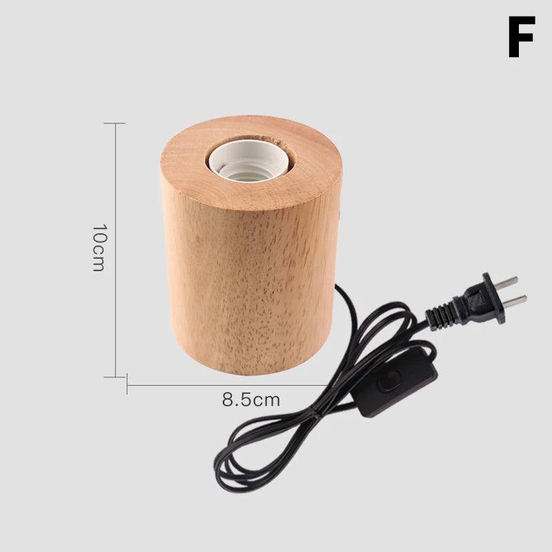 Retro Wood Table Lamp E27 Socket Vintage Desk Base Holder Wooden Qme F