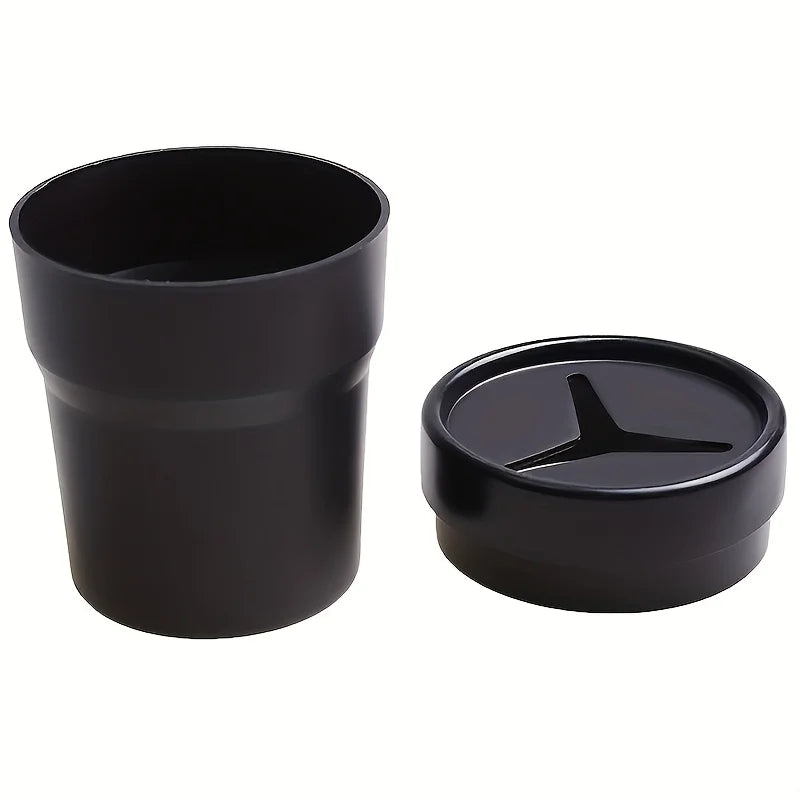 1pc Lightweight Durable Car Storage Box | Convenient Lid,Trash Receptacle, Cup Holder | For Vehicle Consoles, Loose Change, Pens Qme