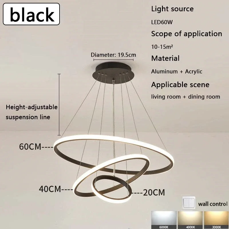 Modern dining room chandelier simple advanced sense of living room chandelier creative personality bedroom chandelier Qme black