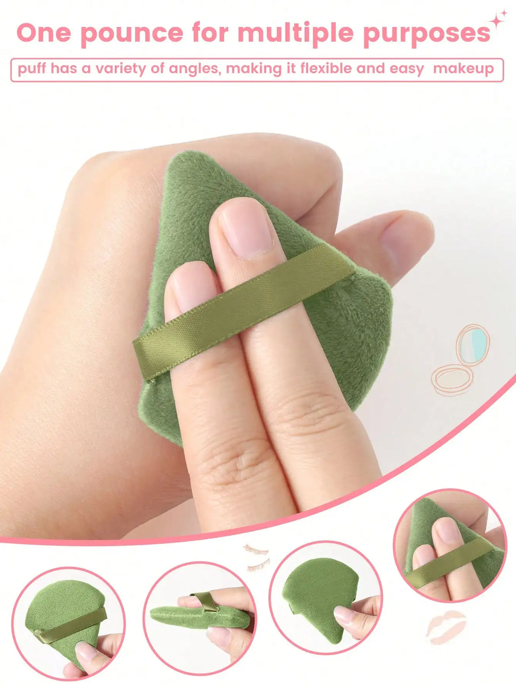Triangle Shaped Sponge Puff Loose Powder Setting Blending Face Body Qme