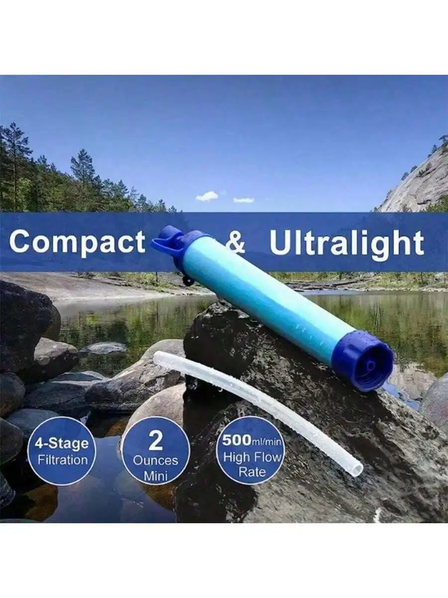 Portable Water Purifier Emergency Rescue Straw Camping Hiking Qme 1pc