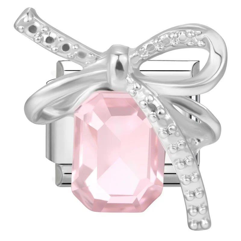 Y2K Blue Pink Gems Bows Heart Water Drop Butterfly Italian Charm Links Stainless Steel Fit 9mm Bracelet Jewelry DIY Making Gifts Qme Style 29