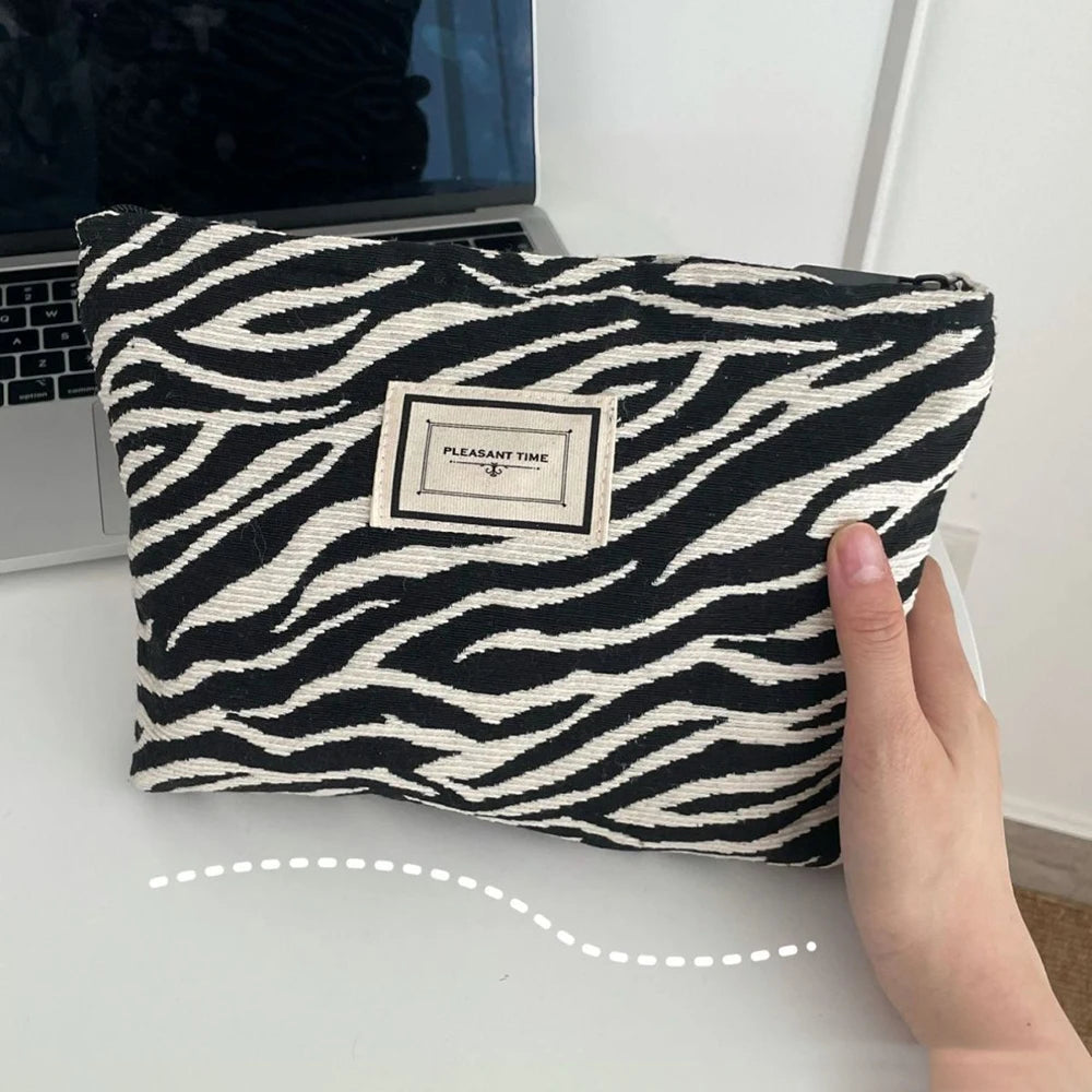 Random Organizer Bag Zebra-Print Makeup Bag Toiletry Bag Women'S Handbag Clutch Bag Convenient Large Capacity Storage Bag Qme