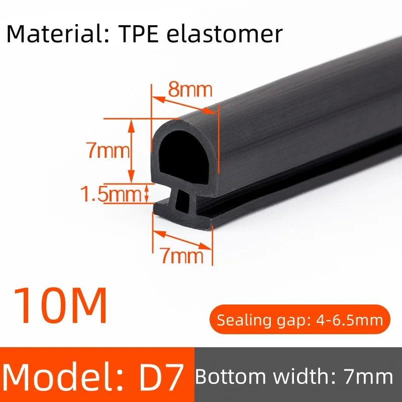 10M Silicone Sealing Strip for Doors and Windows Windproof Warm Durable Shock-absorbing Buffering Anti-collision Sealing Strip Qme D7