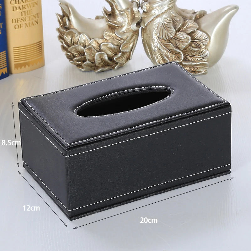 Household Tissue Storage Box Leather Car Paper Dispenser Container Qme one size A