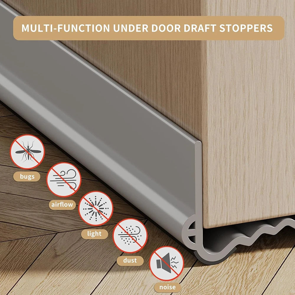 1-4pcs Cuttable Weather Stripping Snap-in Installation Door Bottom Gap Seal Strip with Acoustic Foam Brush Triple Windproof Qme