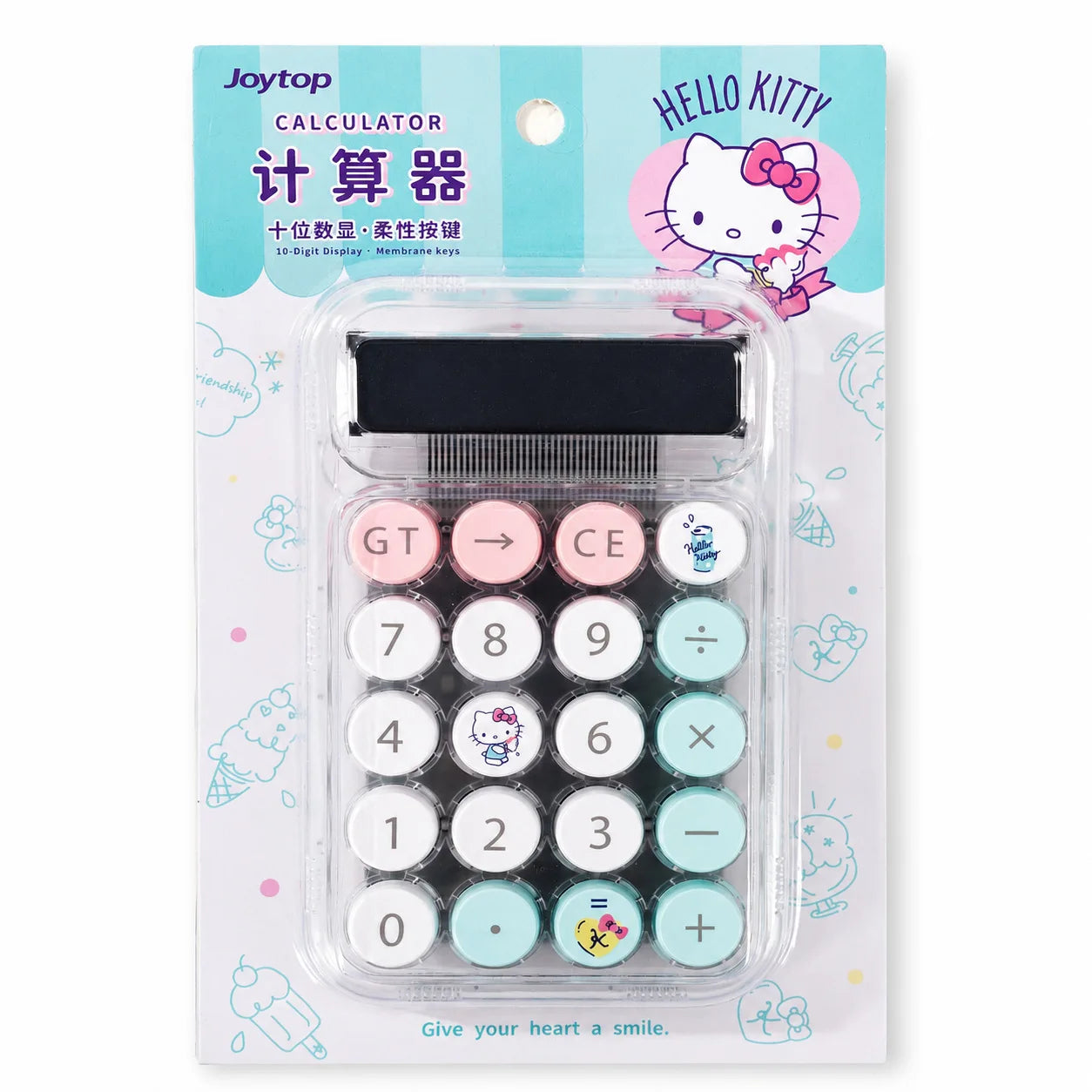 Hello Kitty Colorful Button Calculator Stylish Mechanical Buttons in Jelly-Like Colors For Students, Accountants,and Office Use Qme 4