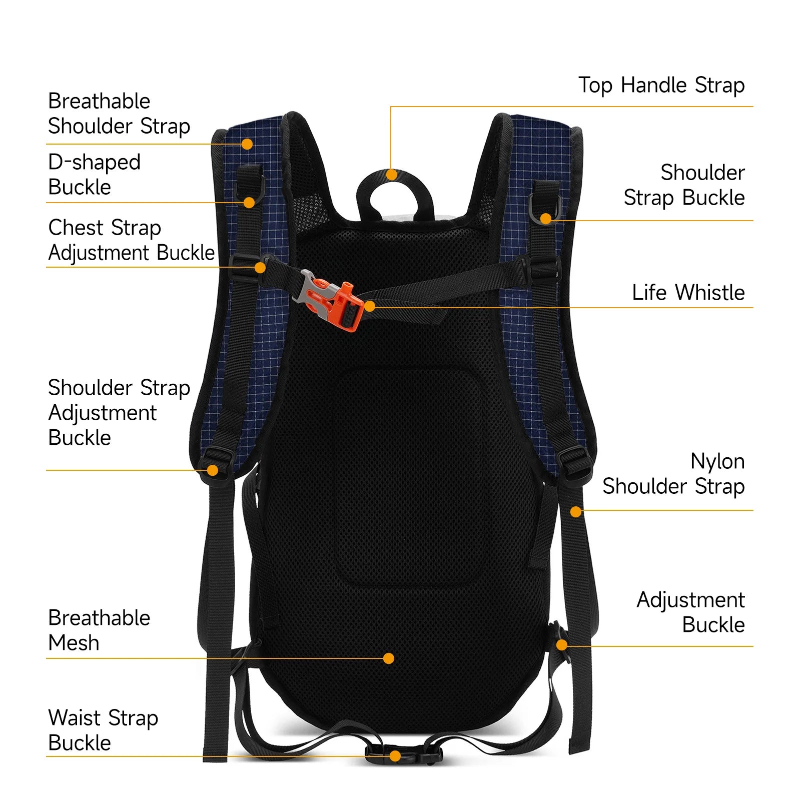 25L Camping Backpack Lightweight Lightweight Daypack Rainproof Durable Backpack with Multi Compartments Anti Theft Zippers Qme