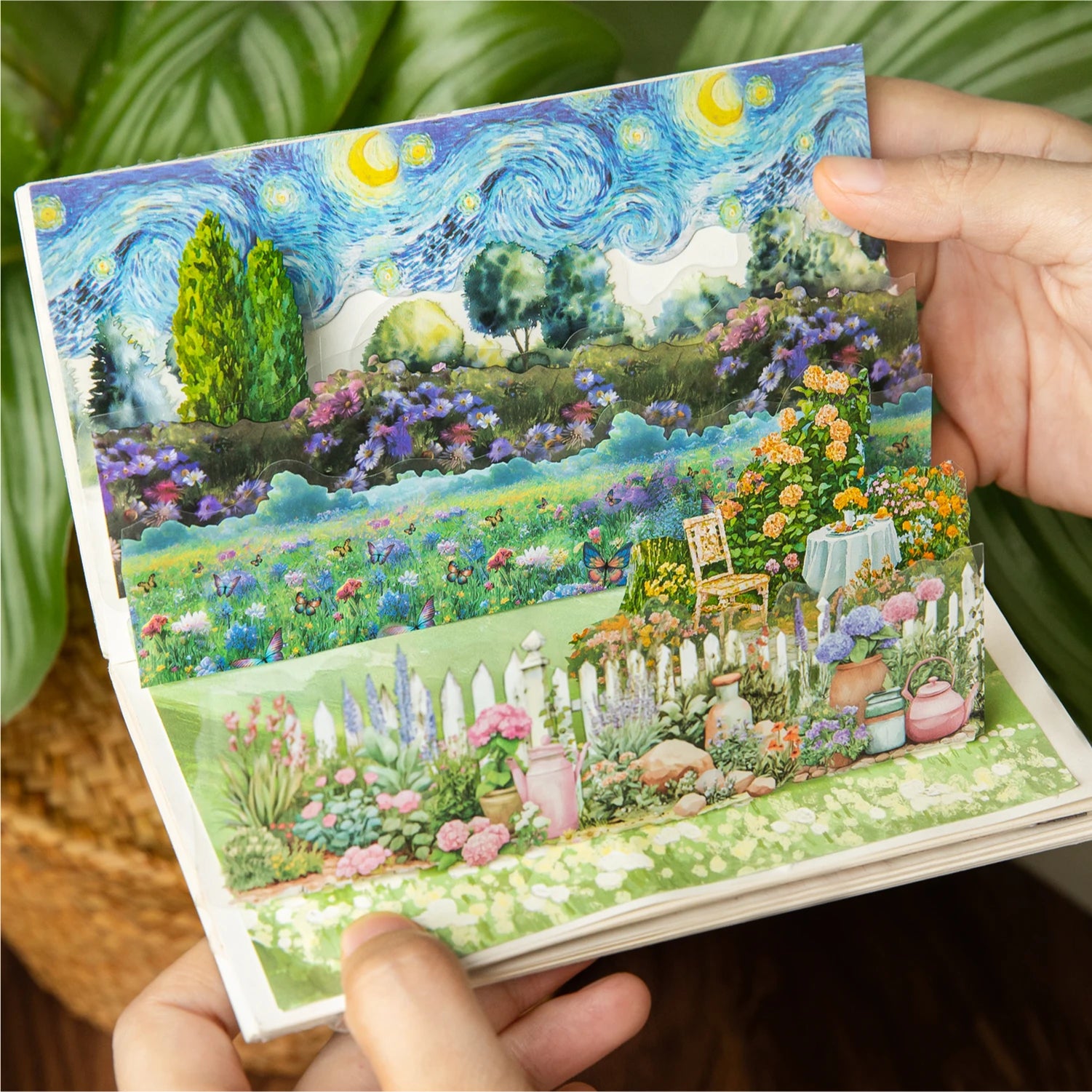 10 Sheets/Bag Natural Landscape Theme Dual Material Stickers for DIY Scrapbooking Journal Phone Case Laptop Decoration Qme