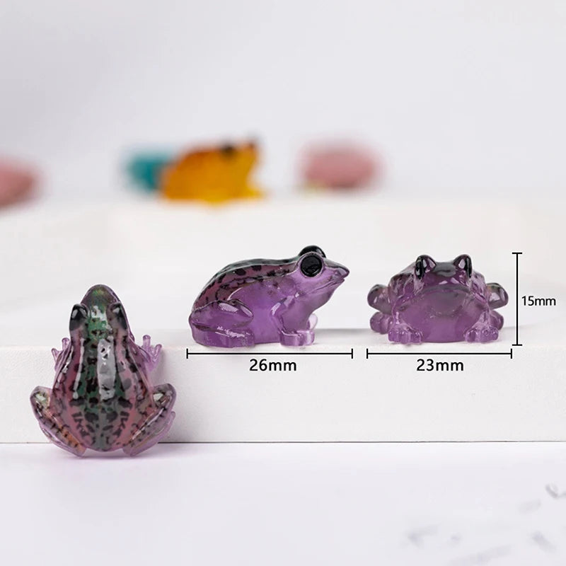 Lot Luminous Frog Figurines Landscape Gifts Resin Miniature Frogs Qme