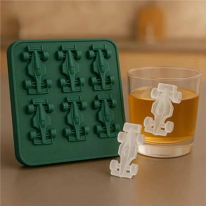 6-Cavity Formula Racing Car Ice Mold Silicone Jelly 3d Race Tumbler Qme Green