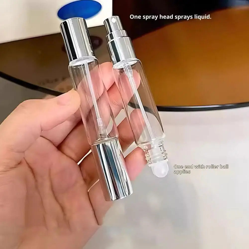 Portable Clear Refillable Bottle Dual Ends Sprayer Roller Tops Qme