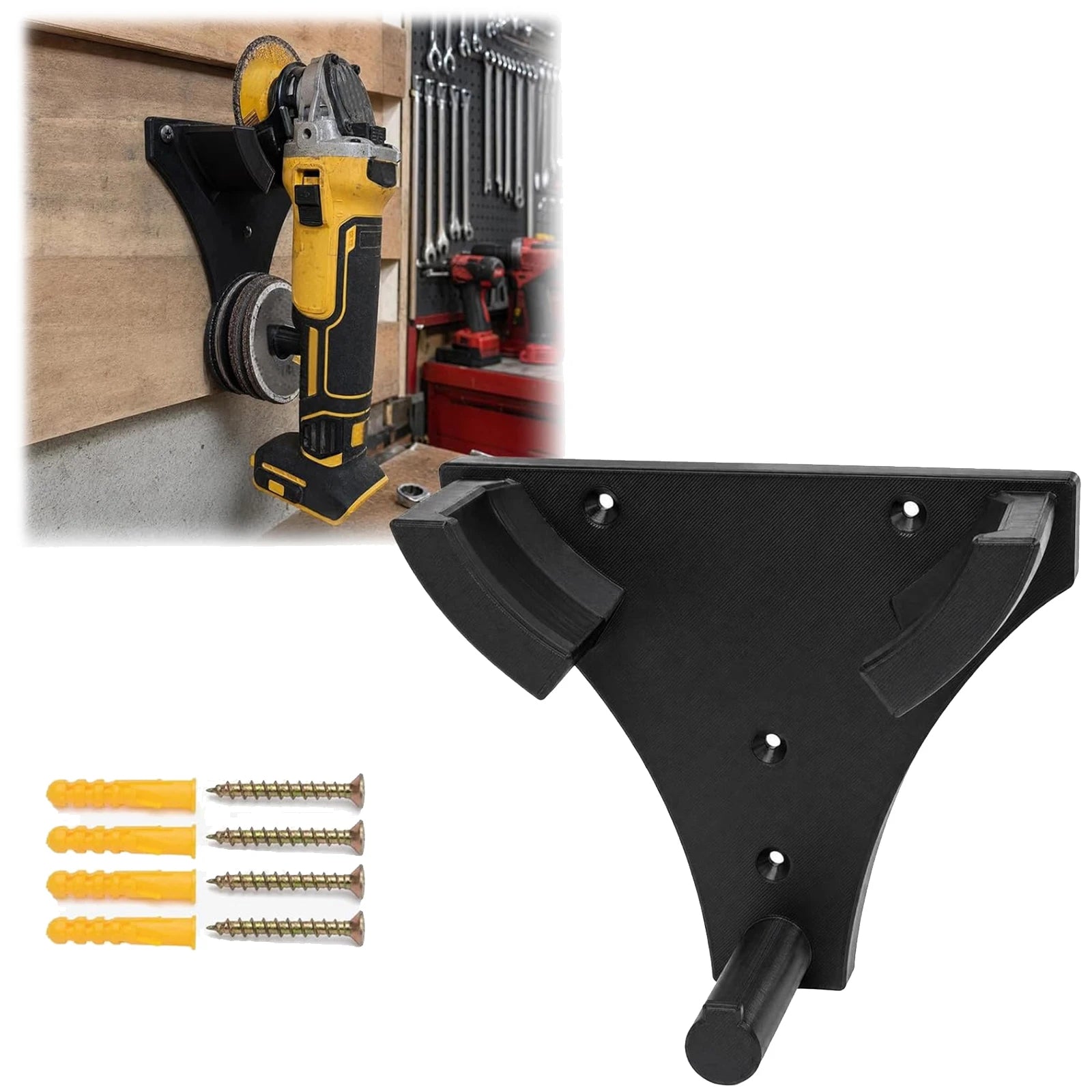 Wall Mount Angle Grinder Holder with Disc Storage Wall Mount Tool Rack Grinder Organizer Stand for Workshop Garage Garden Use Qme