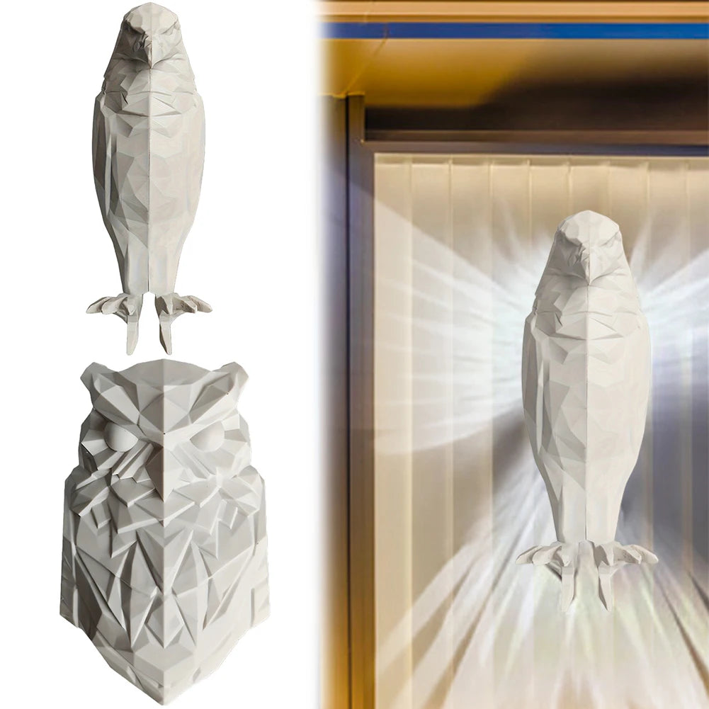 Resin Animal Statue Light Battery Operated 3D Printed Wall Decoration Lamp Owl Eagle Shape Projector Light Sconce Wall Art Decor Qme