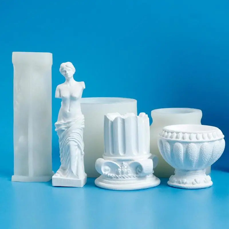 Retro Roman Column Aromatherapy Candle Silicone Mold DIY Portrait Qme