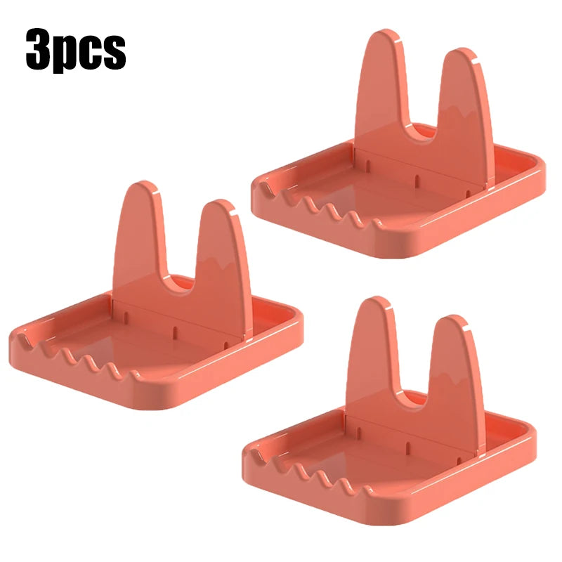 Foldable Pot Holder Plastic Spoon Holder Vertical Kitchen Storage Rack Suitable For Ladle Forks And Lid Rack Storage Rack Qme pink-3pcs