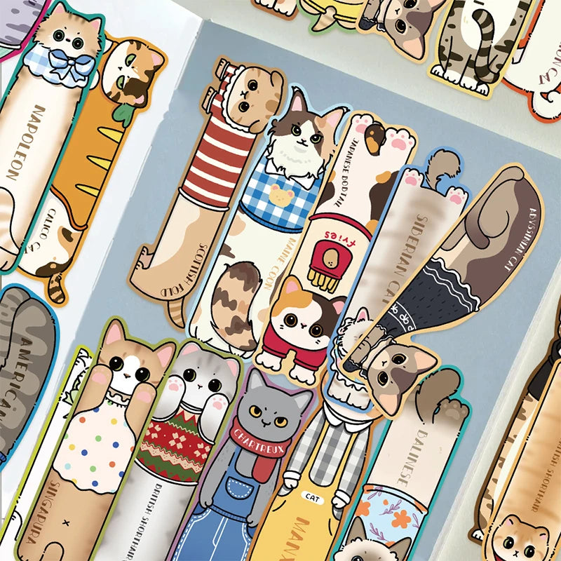 Cartoon Kawaii Cat Bookmark Reading Books DIY Library Office Page Qme