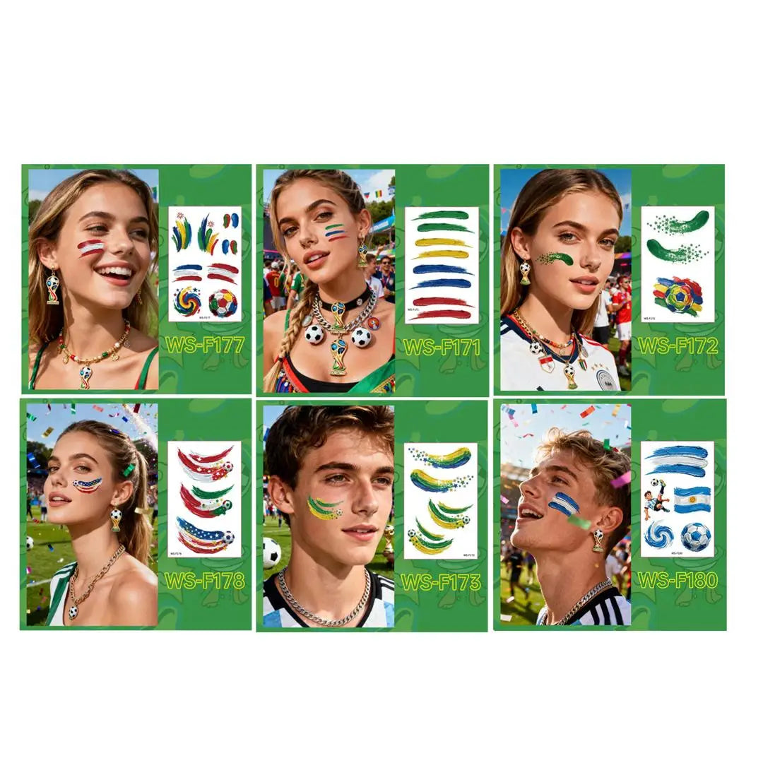 A 10PCS new painted graffiti football tattoo sticker carnival football peripheral game fans DIY decorative tattoo sticker Qme 6pcs WS-F171F180