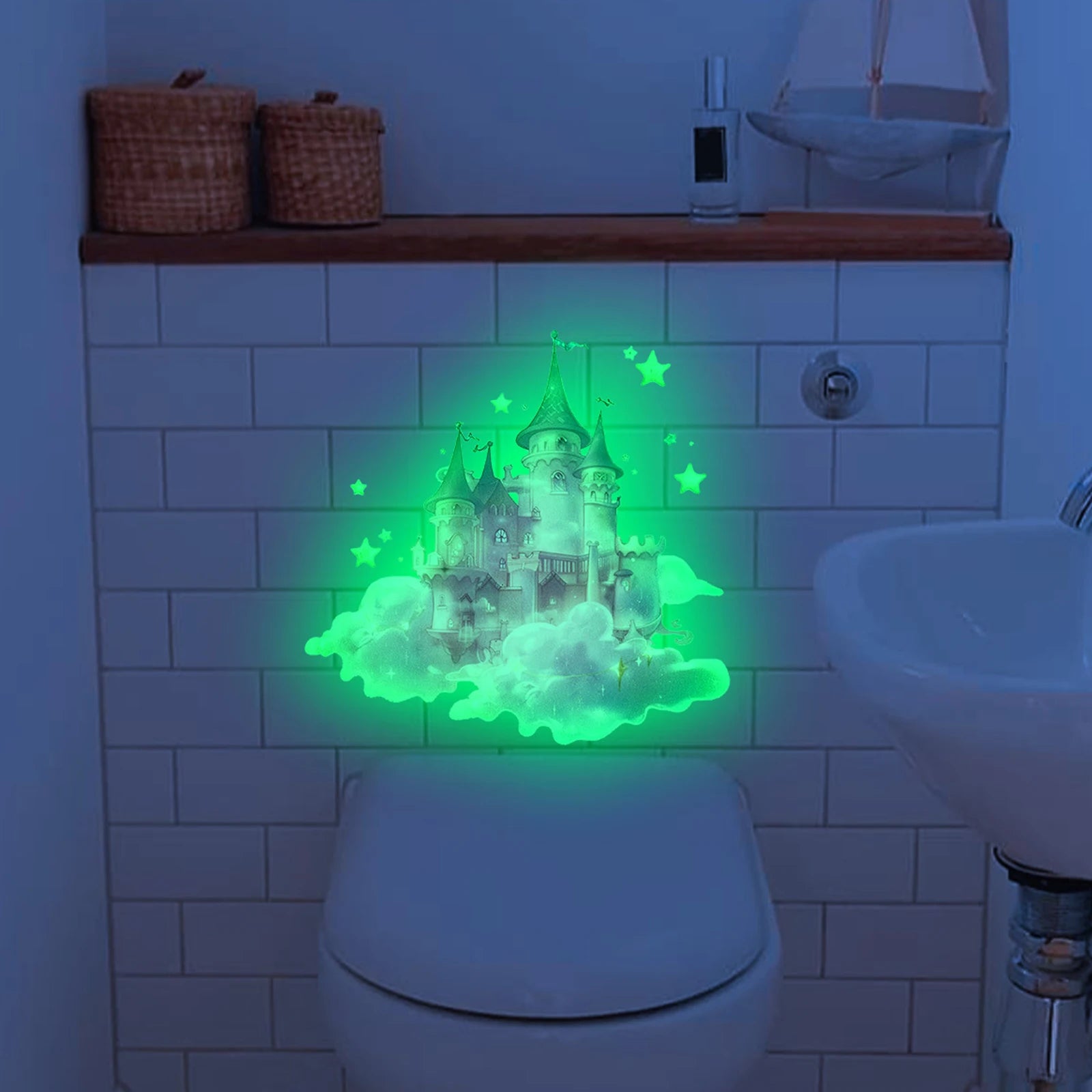 Self-adhesive Pvc Bathroom Home Decoration Green Dream Fun Pattern Qme