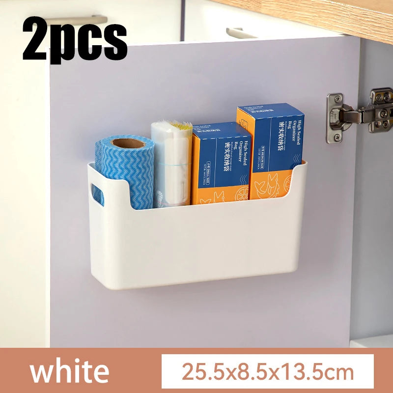 Cabinet Door Storage Box, Seasoning Rack, Perforated Wall Storage Box, Home Underwear and Socks Storage Rack, Tableware Drying Qme A Large 2pcs