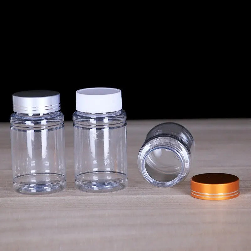 5pcs 200ml Plastic Bottle With Metal Cap Transparent Plastic Dried Fruit Bottle With Cap Empty Bottle Sealed Bottle Jar Qme