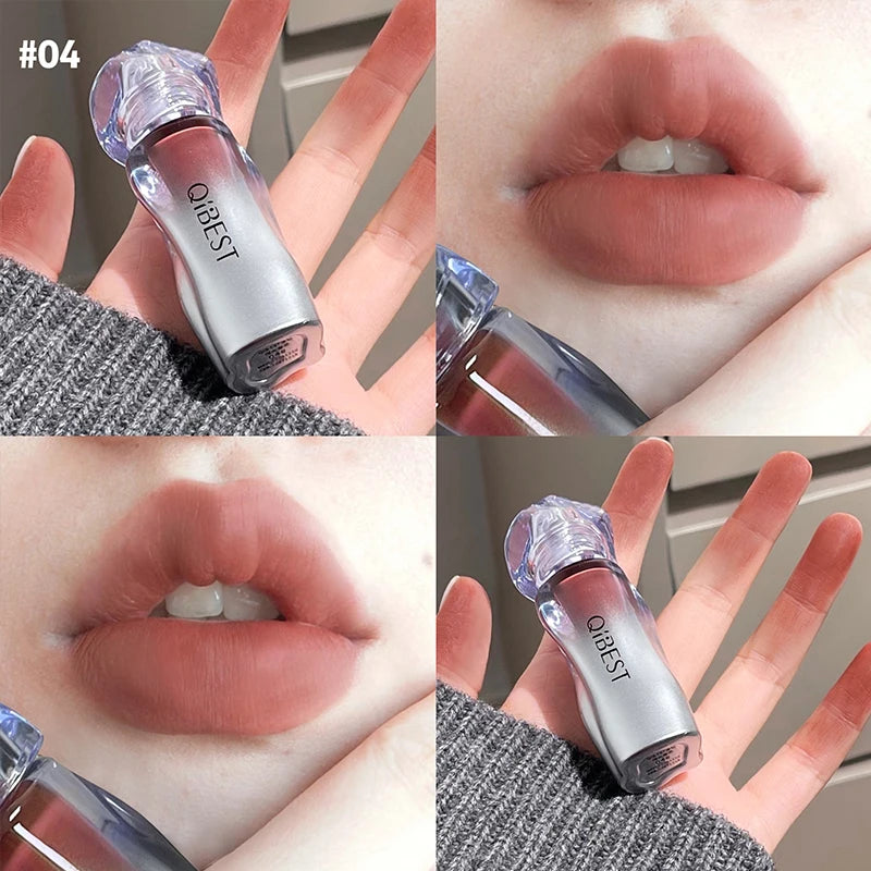 QIBEST Matte Velvet Nude Lip Mud Natural Long-Lasting Highly Pigmented Liquid Lipstick Portable Finish Lipgloss Tint Cosmetics Qme 04