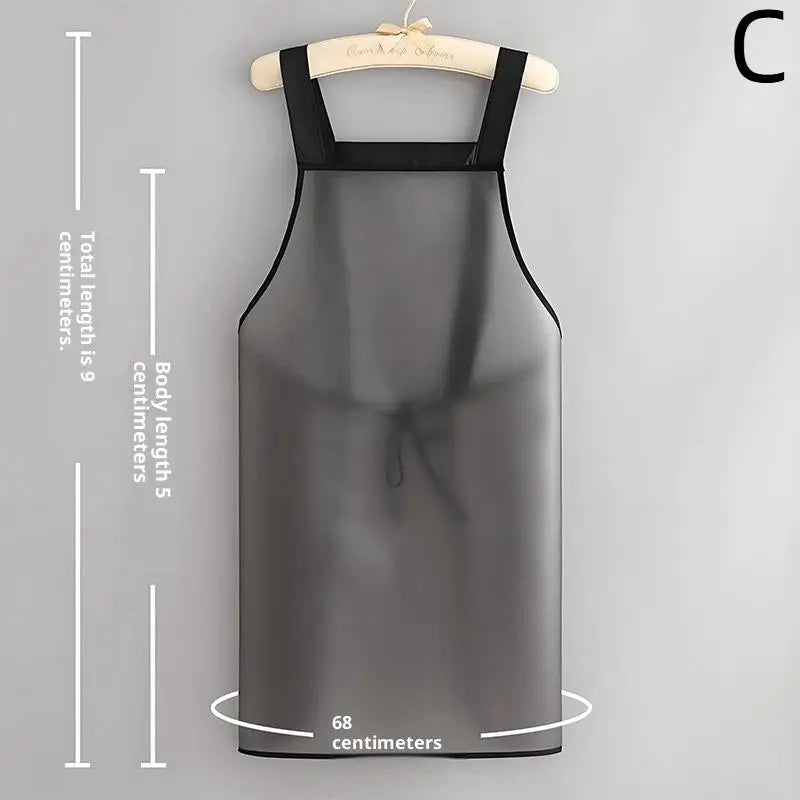 Waterproof Kitchen Apron Household TPU Oil Resistant Work Transparent Qme C