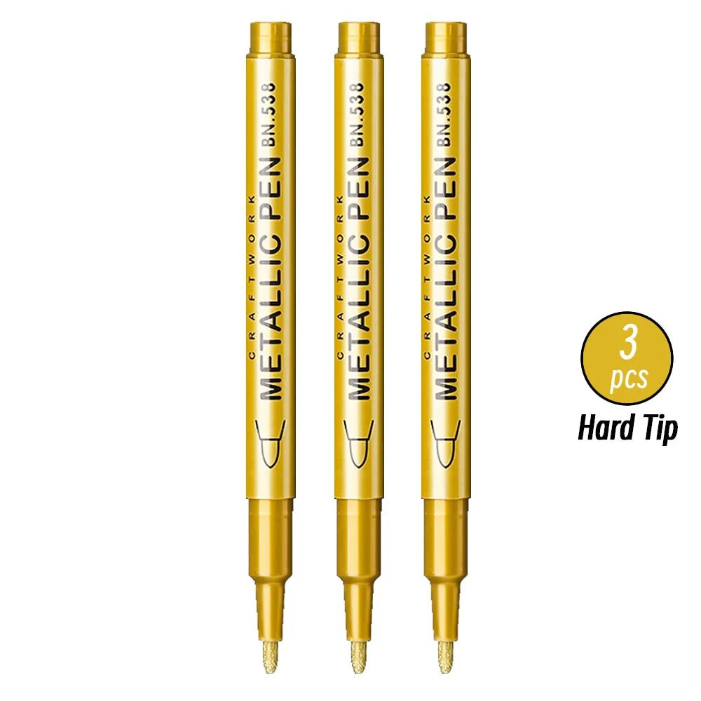 Brush Metallic Paint Marker Pens Gold Silver Permanent Art Manga