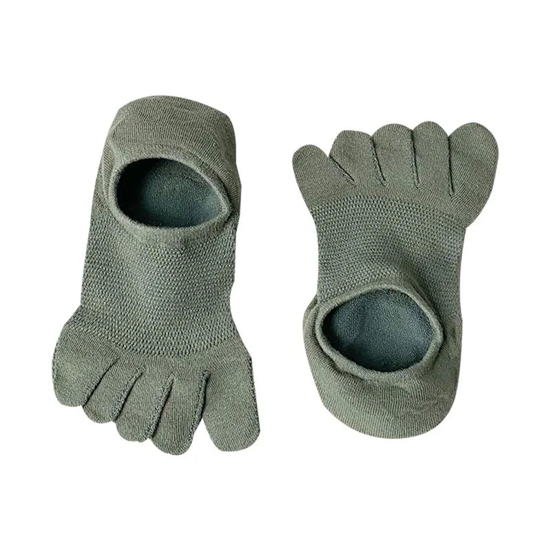 2025 Man Slipper Toe Socks Mesh Hollow No Show Ankle Short Socks Sports Sweat-Absorbing Cotton Breathable Five Finger Boat Socks Qme Green